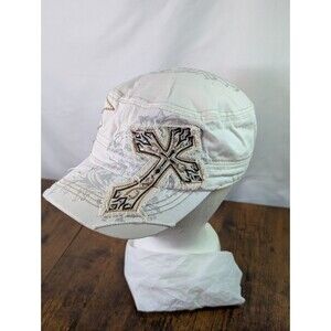 Vtg 2000s KB Ethos Y2K Affliction Ed Hardy Style Cross Tribal Military Hat Cap
